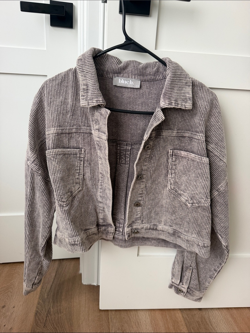 Women's Grey Corduroy Cropped Jacket